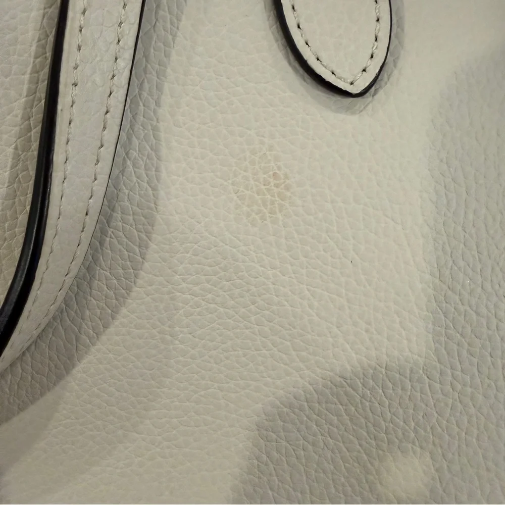 Coach Thea Leather Tote Chalk Pebbled Carryall Purse Everyday Shoulder Bag